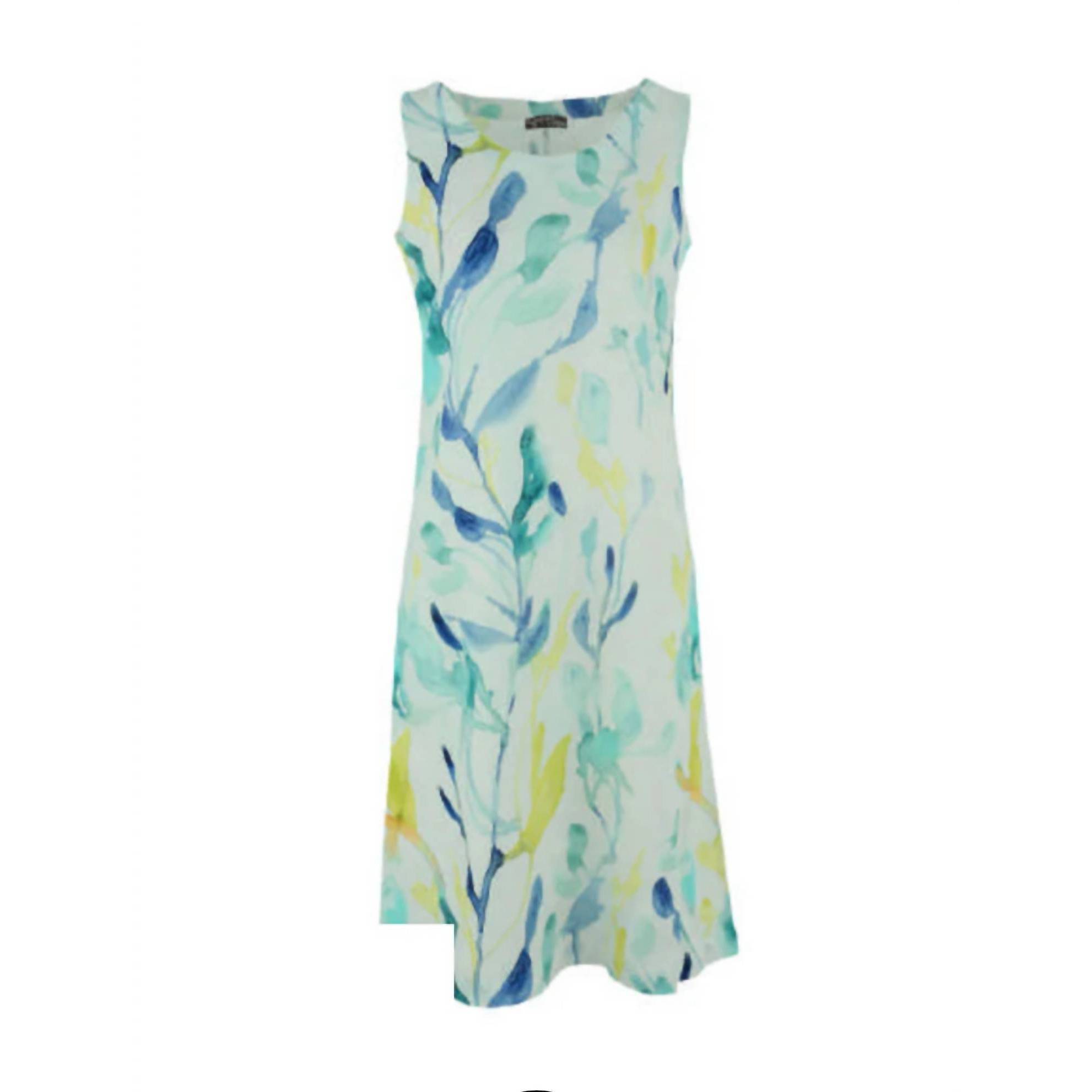 New Dolcezza Dolcezza Dress - Sleeveless - Turquoise Bloom 2539 In White Multi